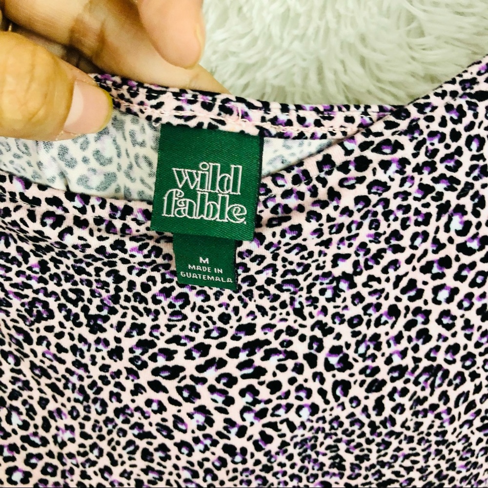 Wild Fable purple pink leopard print dress womens size medium and large rouched - Picture 5 of 7